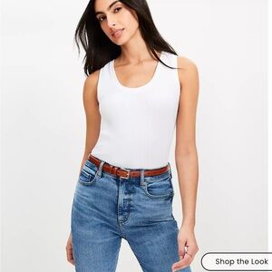 LOFT Perfect Scoop Neck Ribbed Tank top XL NWT